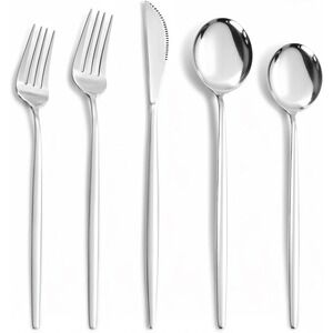 Noccurr 40 Piece Mirror Polished Stainless Steel Silverware Set Service for 8